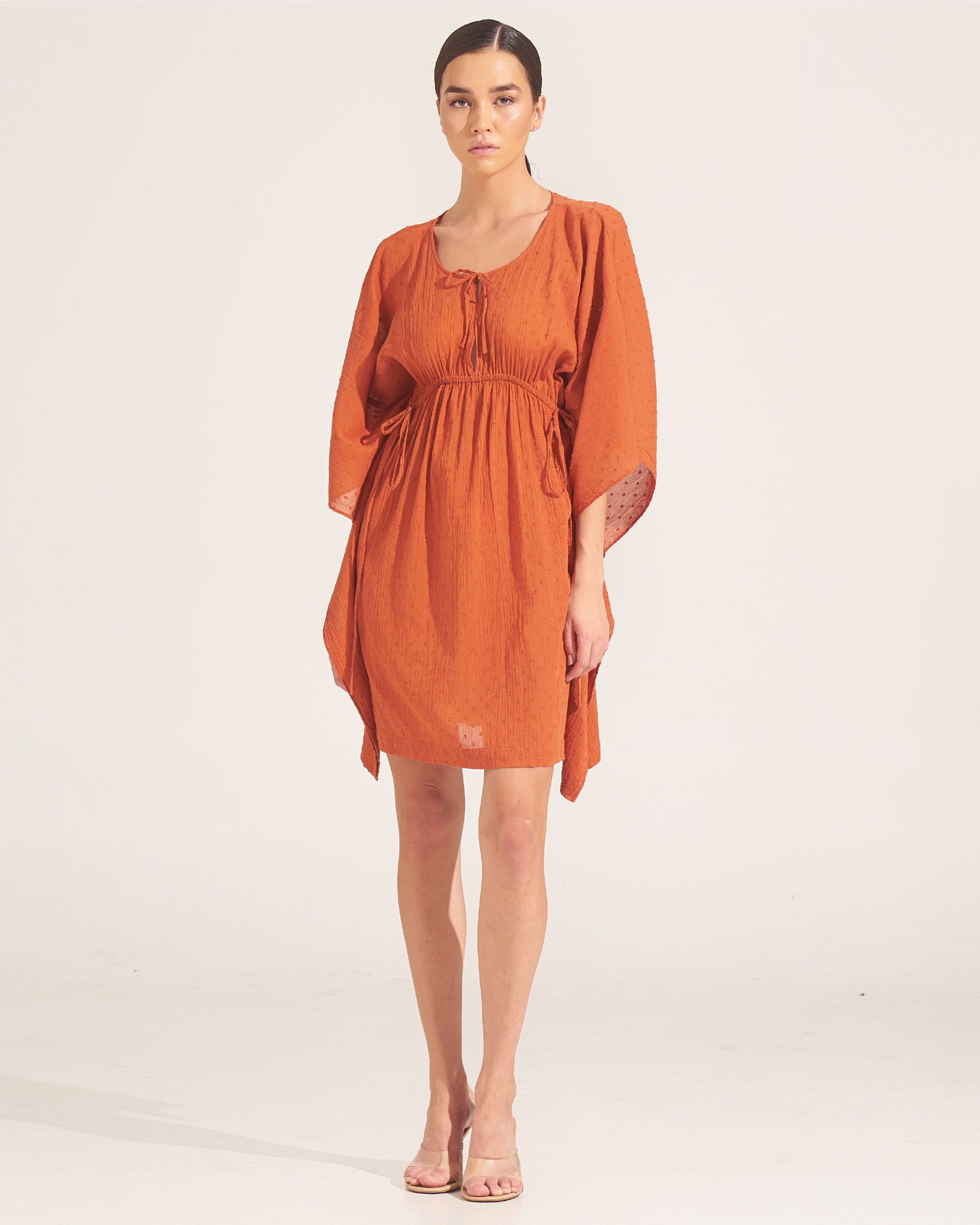 Morrato Bali Mini Dress Insha Kaftan Burnt Ochre