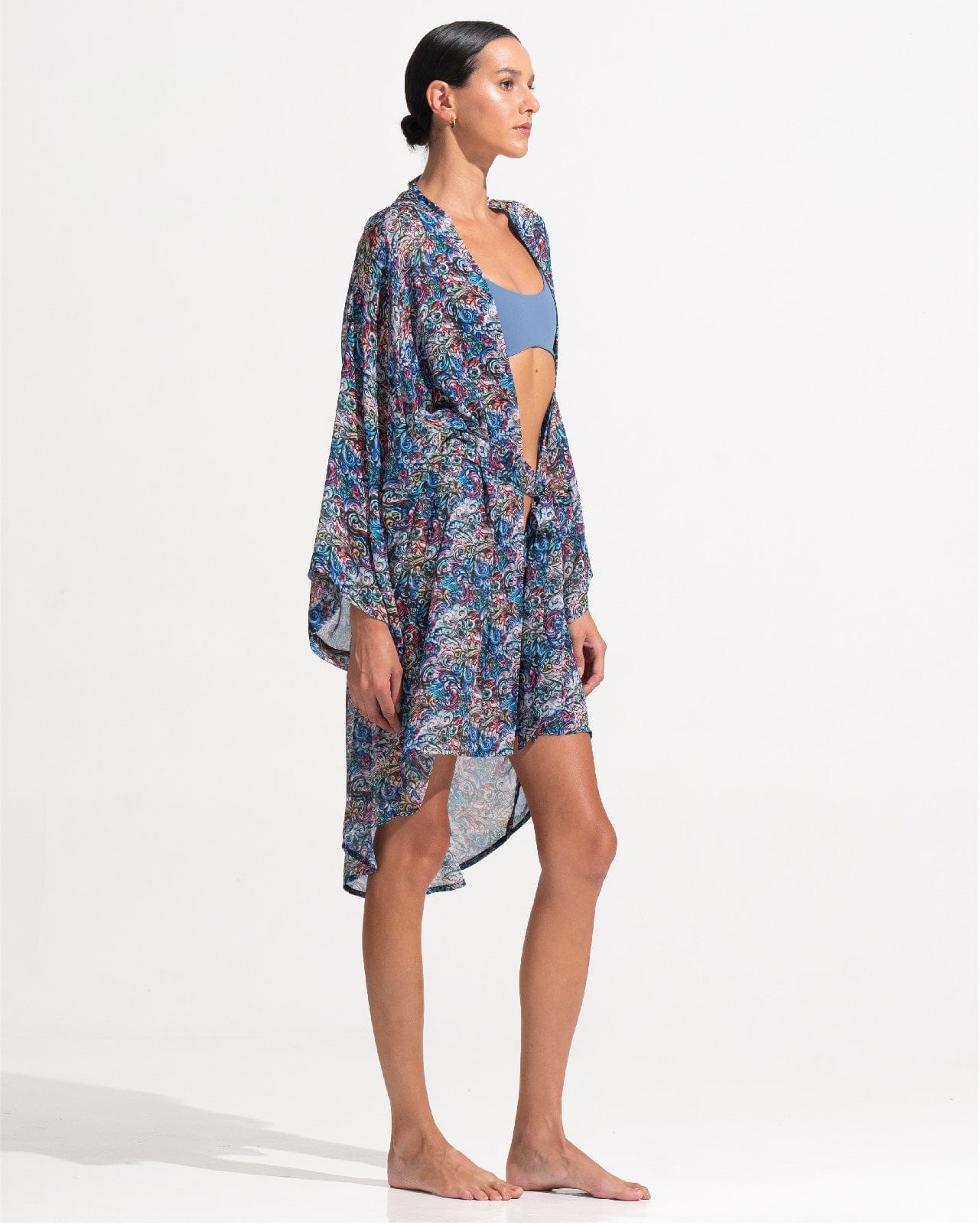 Morrato Cover-Ups OS Nina Kimono Wave Doodle Blue