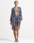 Morrato Cover-Ups OS Nina Kimono Wave Doodle Blue