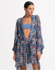 Morrato Cover-Ups OS Nina Kimono Wave Doodle Blue