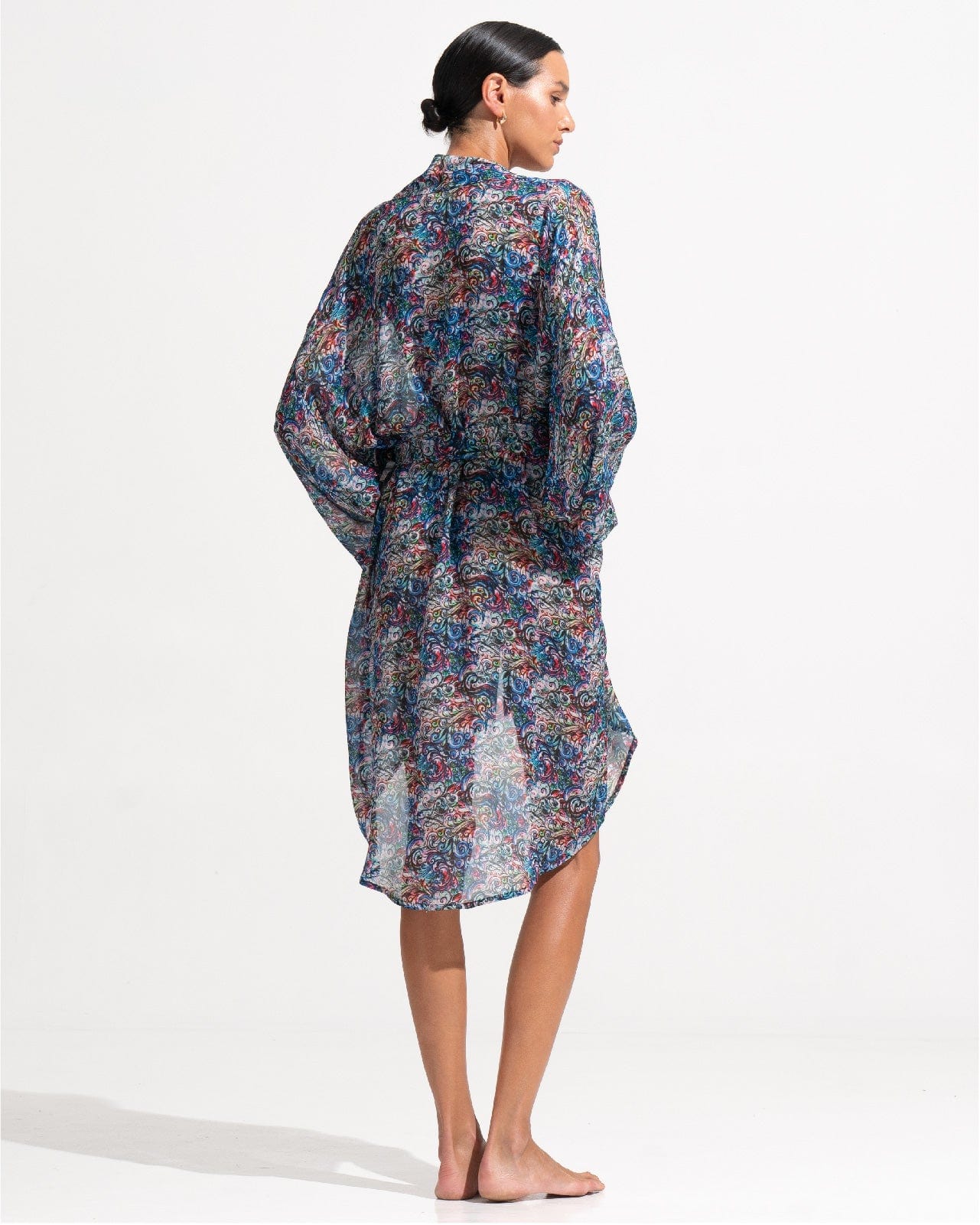 Morrato Cover-Ups OS Nina Kimono Wave Doodle Blue