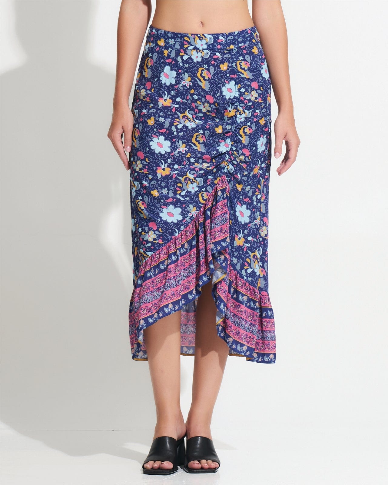 Morrato Midi Skirt Lynette Asymmetrical Skirt Fleur Navy