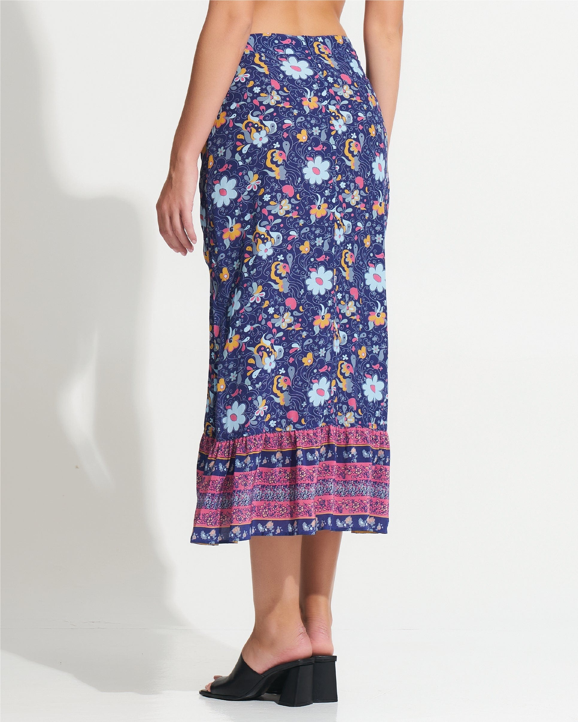 Morrato Midi Skirt Lynette Asymmetrical Skirt Fleur Navy