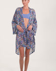 Nina Kimono Wave Doodle Blue